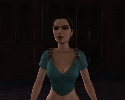 Tomb Raider Anniversary "Костюм с синей блузкой и кремовыми шортами из Легенды Без вставки"