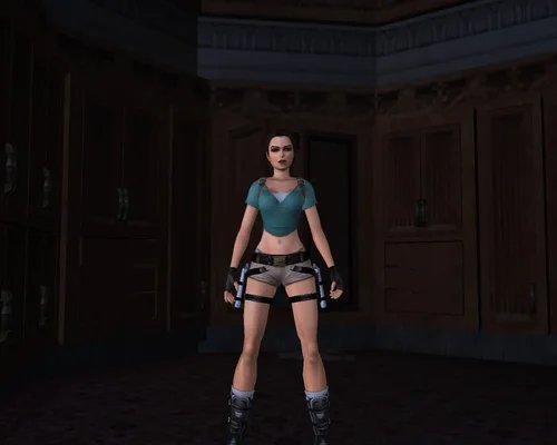 Tomb Raider Anniversary "Костюм с синей блузкой и кремовыми шортами из Легенды"