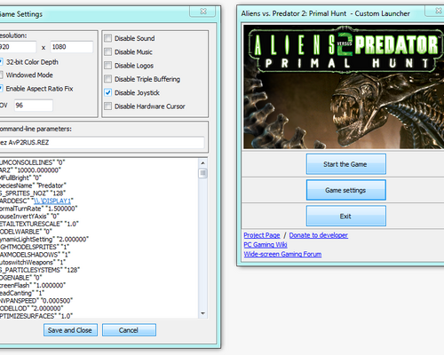 Aliens Versus Predator 2 "Custom Launcher for AvP2 & AvP2PH (WideScreen Fix, FOV Fix)"
