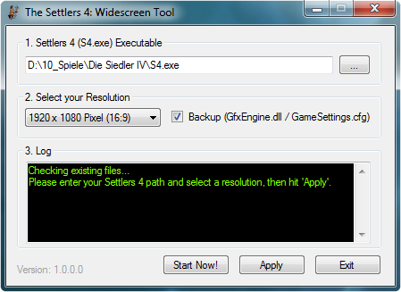 Settlers 4 "Widescreen Tool"