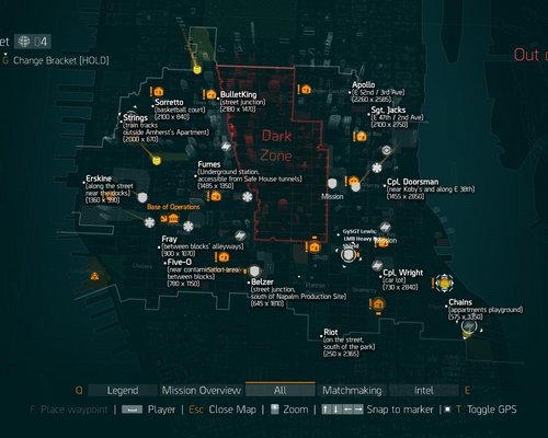Tom Clancy's The Division "Карта боссов в открытом мире (не темная зона)"