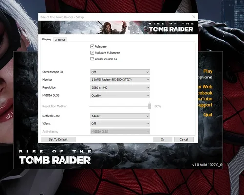 Rise of the Tomb Raider "Разблокировка Nvidia DLSS для AMD Radeon или Nvidia GTX"
