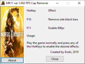 Mortal Kombat 11 "Разблокировка FPS + фикс чёрных рамок для патча v1.002 от 30.04.19"