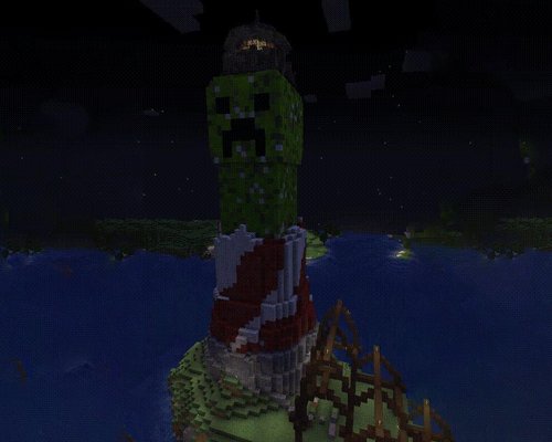 Игрок создал в Minecraft маяк в виде крипера со скрытой функцией