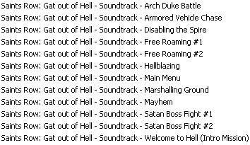 Saints Row: Gat Out of Hell "OST"